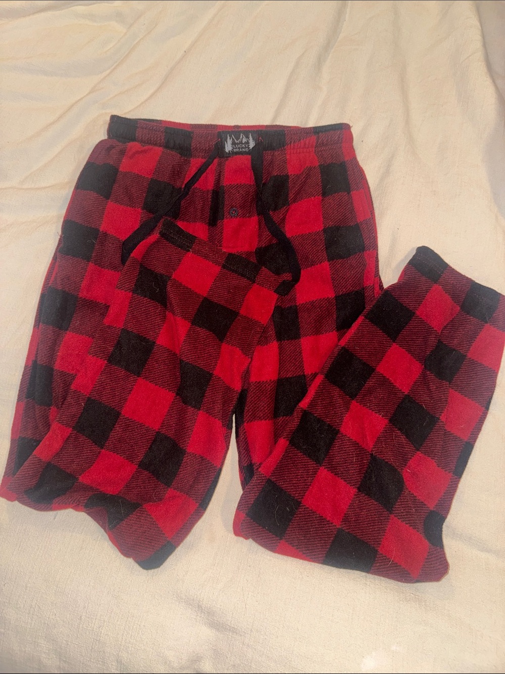 Lucky Brand Red and Black Buffalo Plaid Kids Pajama Bottoms